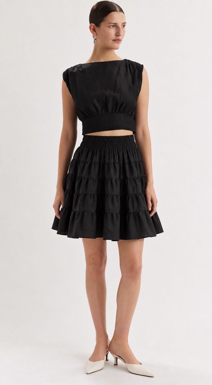 NWOT MERLETTE Texel Skirt, Black, Med $268 C16